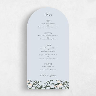 Blue Arch Wedding Menu - Oiseau
