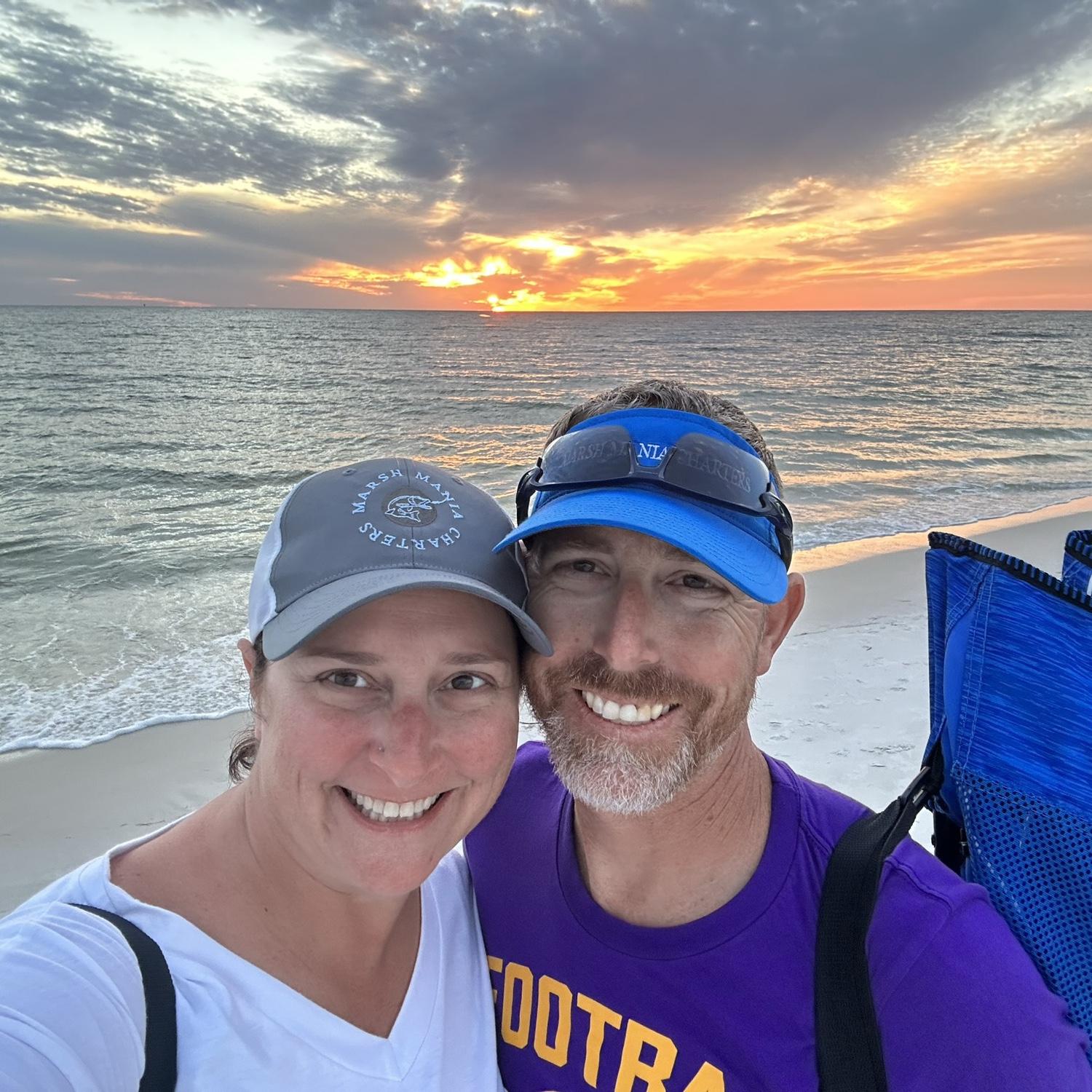 We found it! The PERFECT sunset on a beach!