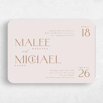 Beige Rounded Wedding Invitation - Buenos Landscape