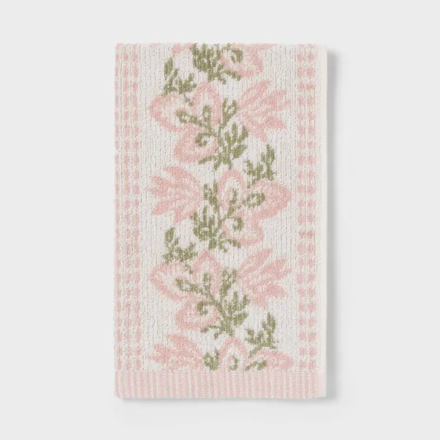 Floral Stripe Dorm Decorative Hand Towel Pink - Threshold™
