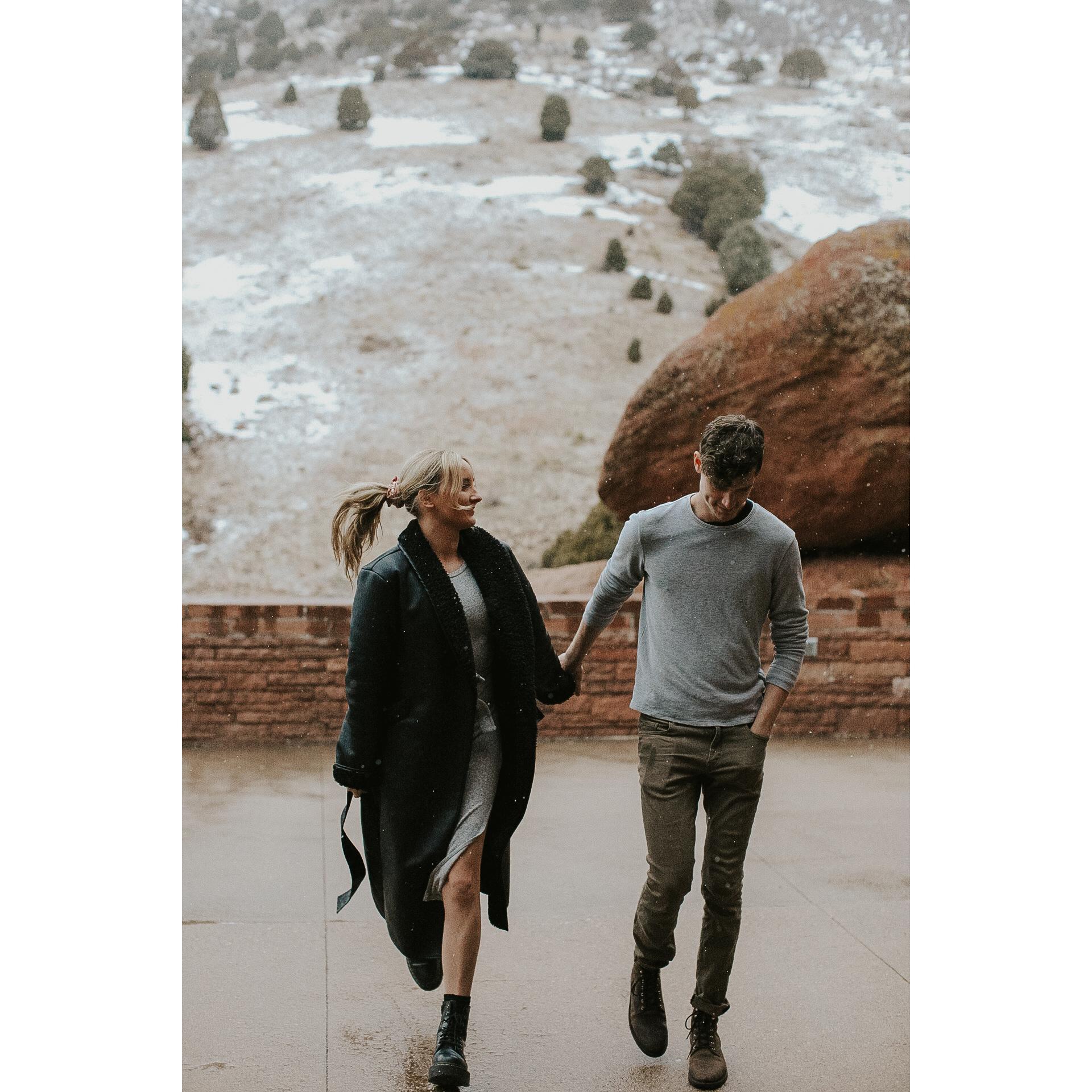 Our engagement photos in Colorado. This was taken at the Red Rocks.