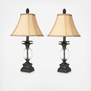 Glass Pineapple Table Lamp, Set of 2