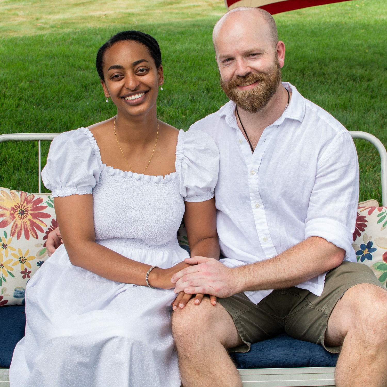 The lovely couple enjoying the breeze at the NJ Engagement Party.