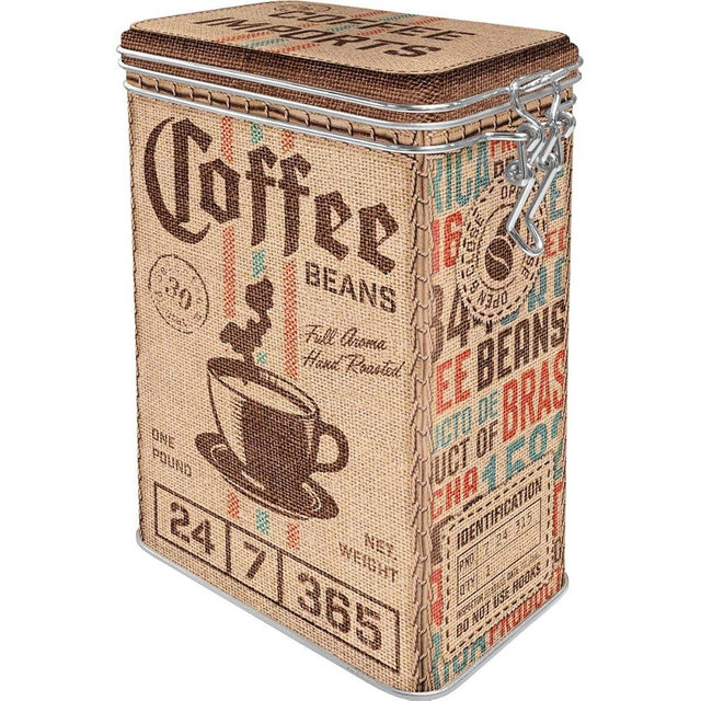 Nostalgic-Art Retro coffee tin box, 44 oz, Coffee Sack – Gift idea for coffee fans, metal clip top can, vintage design