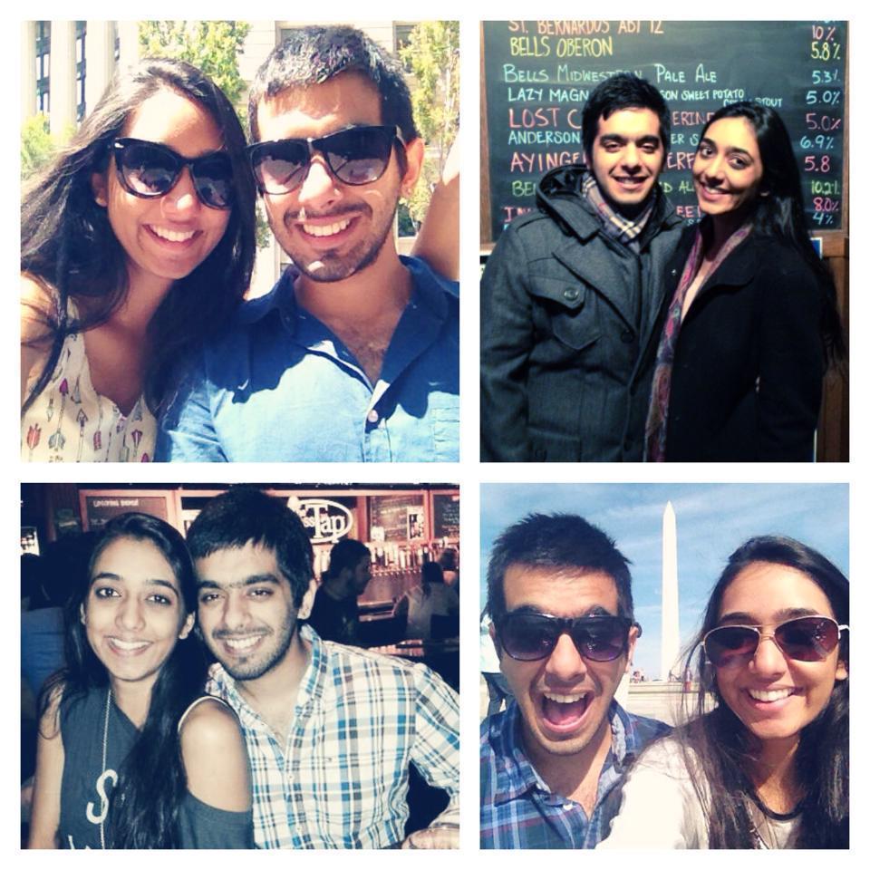 A collage of some of the very first pictures Nidhi and Madhav took together! February 2014 - August 2014.