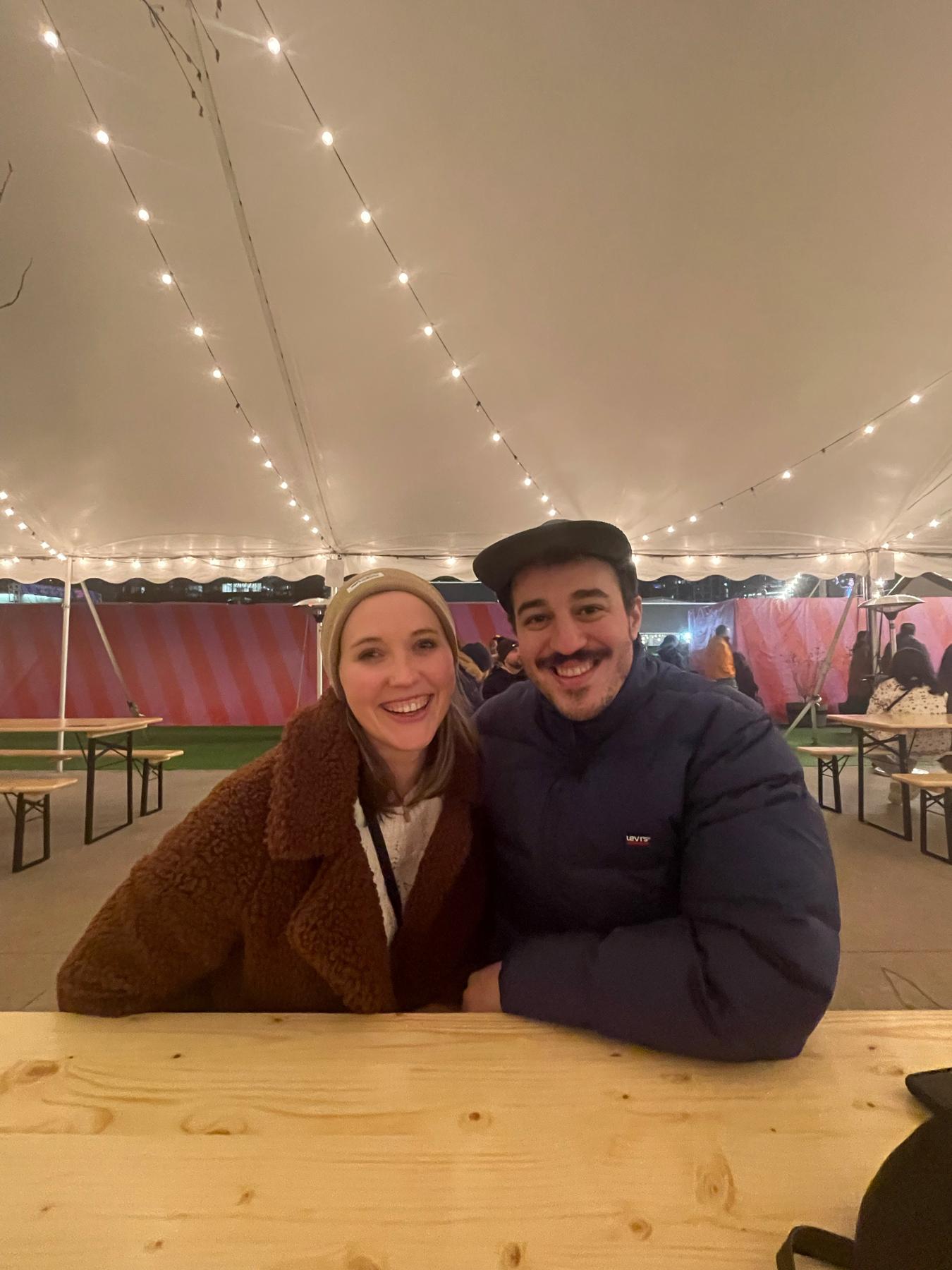We frequented a lot of breweries and cold weather outdoor events when we first started dating in Boston, during the pandemic!