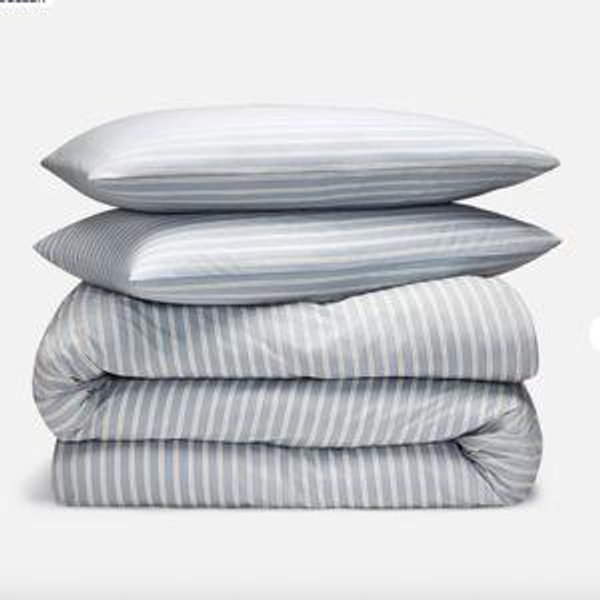 Classic Percale Duvet Set Tandem Stripe in Frost