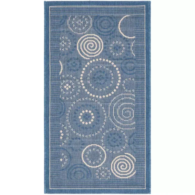 Courtyard CY1906 Power Loomed Indoor and Outdoor Accent Rug - Blue/Natural - 2'x3'7" - Safavieh