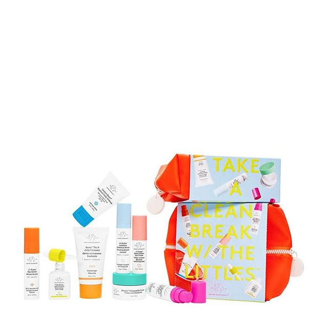 Drunk Elephant The Littles 4.0 Kit. Travel Size Skin Care Essentials Bundle w/Waterproof Bag (Jelly Cleanser, Facial Oil, SPF 30 Sunscreen, 3 Serums, Multivitamin Eye Cream, and Peptide Cream)