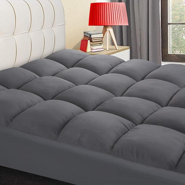 COONP King Mattress Topper, Extra Thick Mattress Pad Cover, Cooling Pillowtop with 8-21 Inch Deep Pocket 3D Snow Down Alternative Fill(King, Grey)