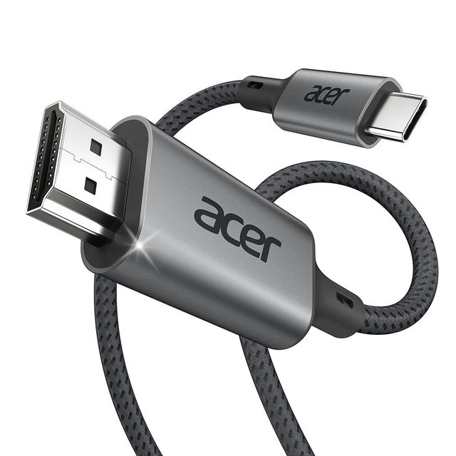 Acer USB C to HDMI Cable for Home Office 6.6FT (4K@60Hz), High-Speed Type C to HDMI 2.0 Braided Cord, Thunderbolt 4/3 Compatible with MacBook, iPhone 16/15 Pro/Max, iMac, iPad Pro, Galaxy S24, Surface