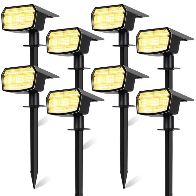 Sucolite 8-Pack Solar Spot Lights Outdoor, 59 LED Solar Lights Outdoor Waterproof, Outdoor Solar Lights for Yard with 3 Lighting Modes, Landscape Spotlights for Garden Pathway, Warm White