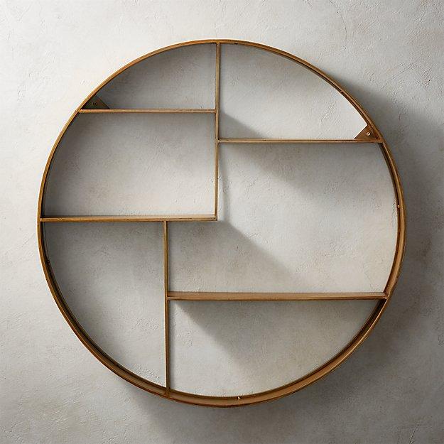 Bay Antique Brass Circle Wall Shelf