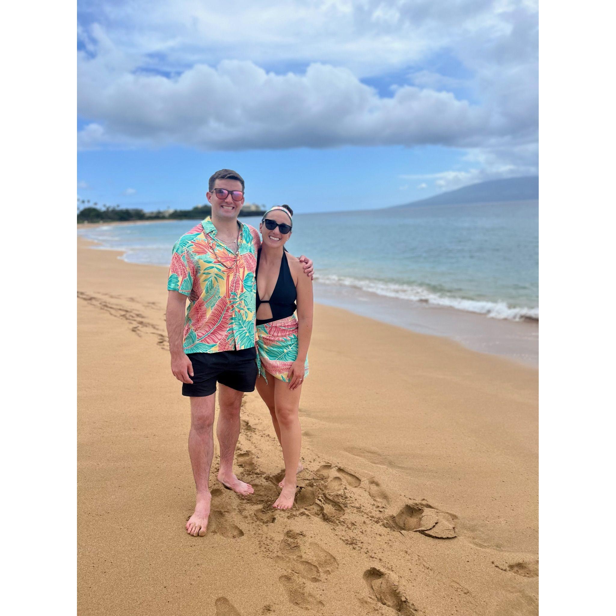Matching outfits on Ka'anapali Beach in Maui.