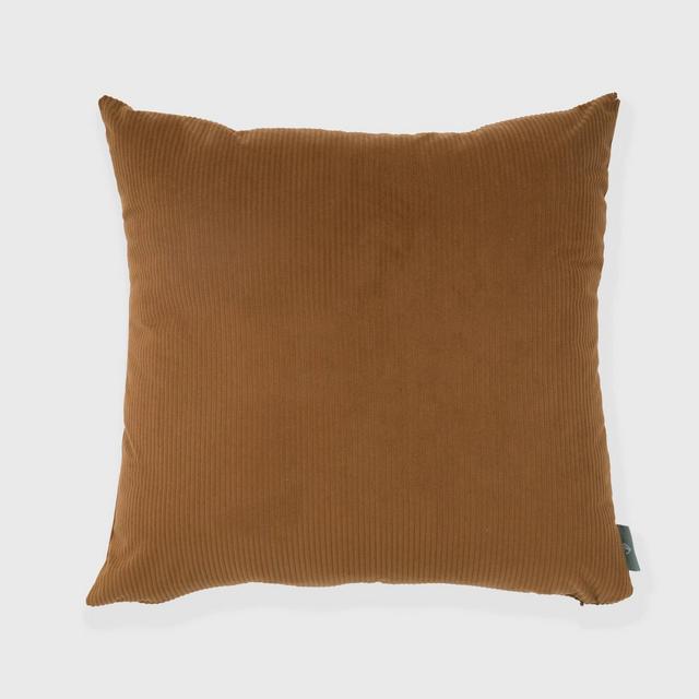 18"x18" Solid Ribbed Textured Square Throw Pillow Camel Brown - freshmint