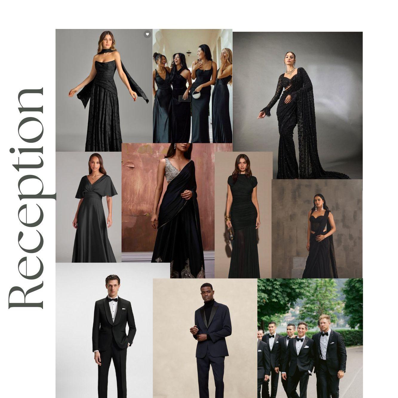 We kindly request guests to join us in elegant all-black black-tie attire. Floor-length gowns, chic cocktail dresses, or formal evening wear — all in black.