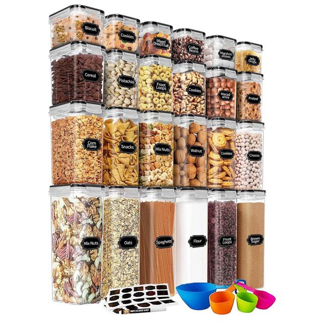 Food Storage Container Set 24pcs Plastic Kitchen Pantry Organization Canisters