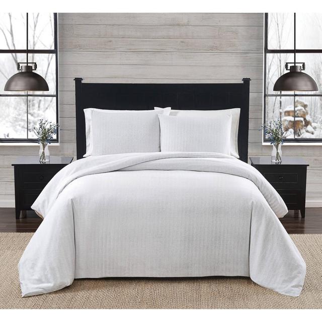 3pc Full/Queen Herringbone Flannel Comforter Set Gray - London Fog