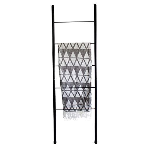 Blanket Ladder - Modern Rustic Decorative Metal Leaning Ladder Rack - 5 ft Tall Towel Drying and Display Rack, Quilt and Blanket Display Ladder
