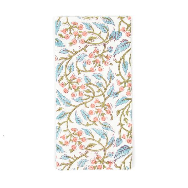 Floral and Vine Dinner Napkin, Pink x Blue