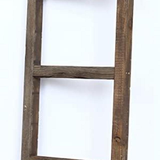 BarnwoodUSA Rustic Farmhouse Decorative Ladder - Our 5 ft Ladder can be Mounted Horizontally or Vertically and is Crafted From 100% Recycled and Reclaimed Wood | No Assembly Required | Brown