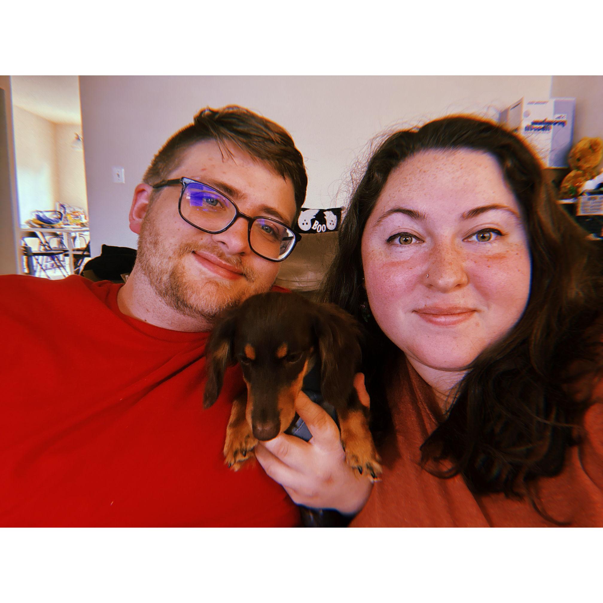 Our latest family picture with our baby, Snickers! <3