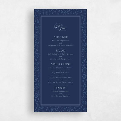 Dark Cobalt, Blue Wedding Menu - Manado