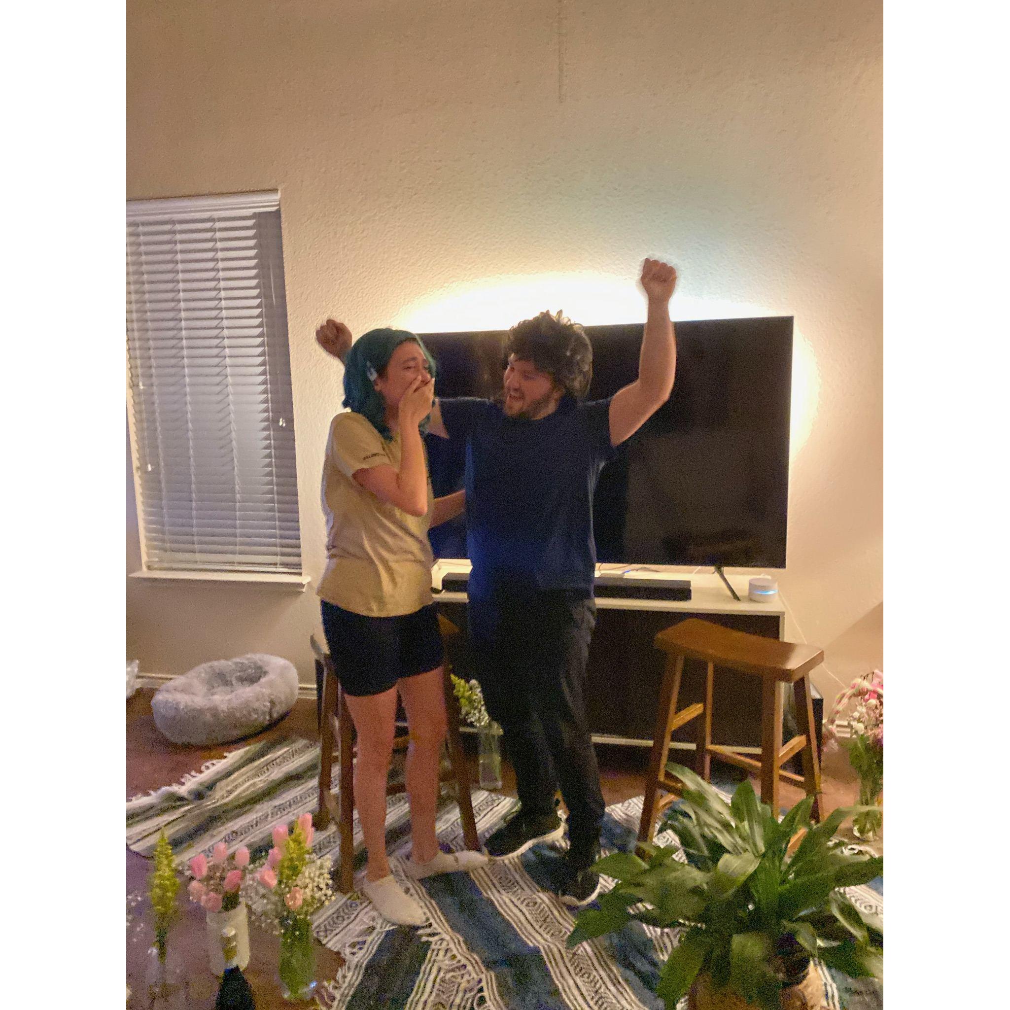 Right after Tiffany said "Yes!"