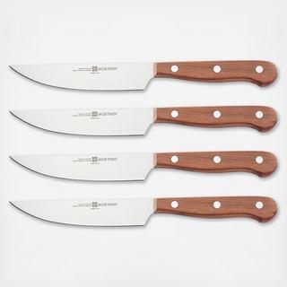 Gourmet Steak Knife with Plum Wood Handle, Set of 4