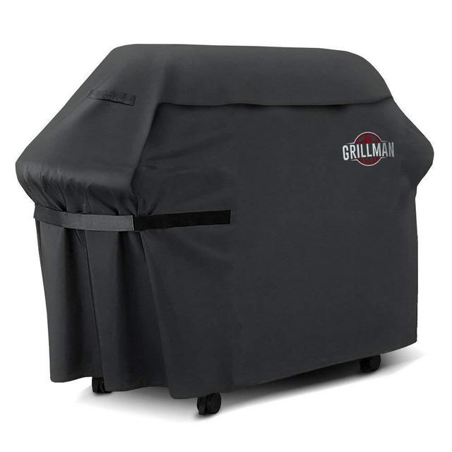 Grillman Premium (64 Inch) BBQ Grill Cover, Heavy-Duty Gas Grill Cover for Weber, Brinkmann, Char Broil etc. Rip-Proof, UV & Water-Resistant (64" L x 24" W x 48" H, Black)