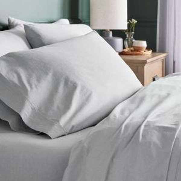 250 Thread Count Organic Percale Sheet Set - Threshold™ - Blue Chambray