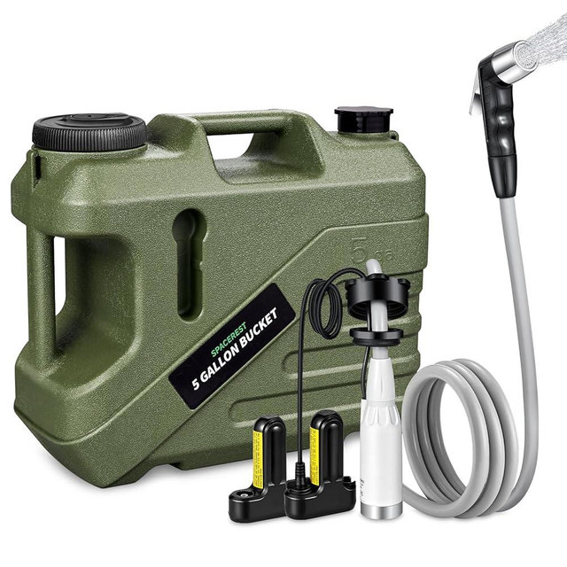 SPACEREST Portable Shower with 5-Gallon Food Grade Bucket, Camping Shower, Pet Bath, Car Clean, Fruit & Vegetables Wash, Electric Outdoor Shower with Shower Pump, Rechargeable & No Odor