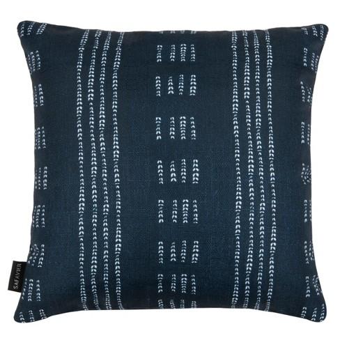 Madelyn Square Throw Pillow Dark Blue/White - Safavieh