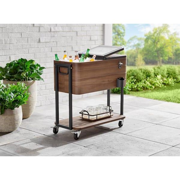 80 Qt. Brown Woodgrain Cooler with Black
