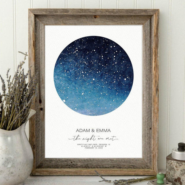 Personalized Star Map Print, Night We Married, When We Met, Stars The Night Sky, Stars Above Map Poster, Wedding Constellation Print Gift