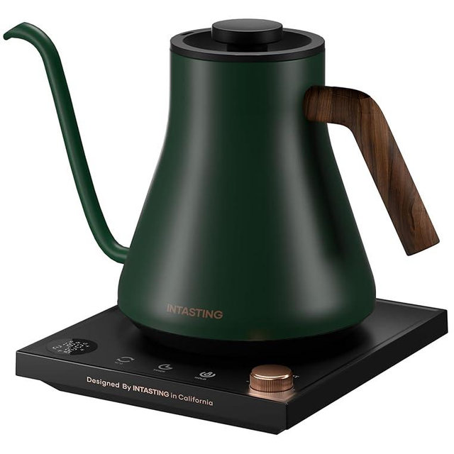 INTASTING Electric Kettles, Electric Gooseneck Kettle, ±1℉ Temperature Control, Stainless Steel Inner, Quick Heating, for Pour Over Coffee, Brew Tea, Boil Hot Water, 0.9L Green