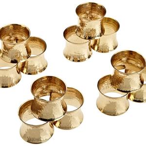 Design Imports India - DII Napkin Rings for Weddings, Dinners, Parties, or Everyday Use, Set of 12, Hammered Gold