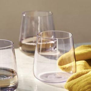Morgan Stemless Wine Glasses, Set of 4- Color "lilac"