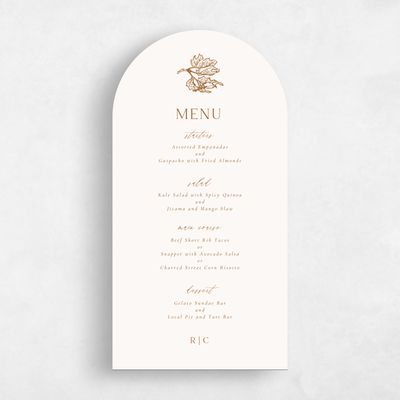 Yellow Arch Wedding Menu - Velarde