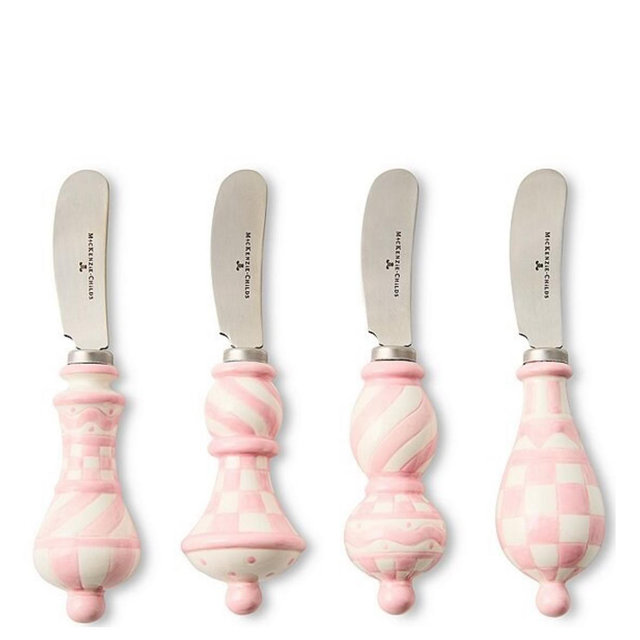 MacKenzie-Childs Check Party Spreaders, Set of 4 Rosy check