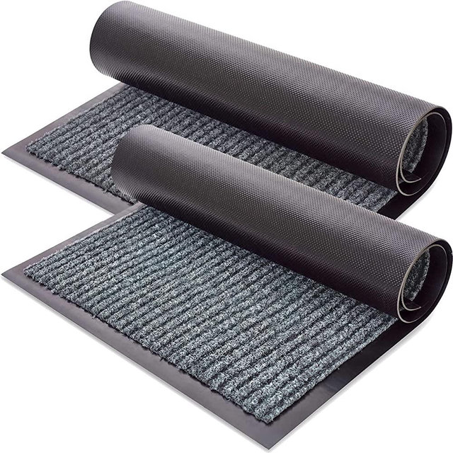 Sierra Concepts Front Door Mat Welcome Mats 2-Pack - Indoor Outdoor Rug Entryway Mats for Shoe Scraper, Ideal for Inside Outside Home High Traffic Area, Battleship Gray 30 Inch x 17 Inch