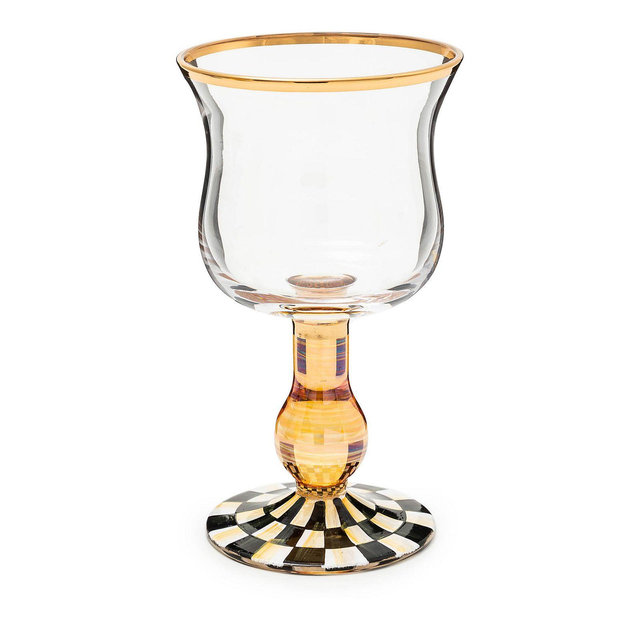 Mackenzie-Childs Courtly Check Wine Glass