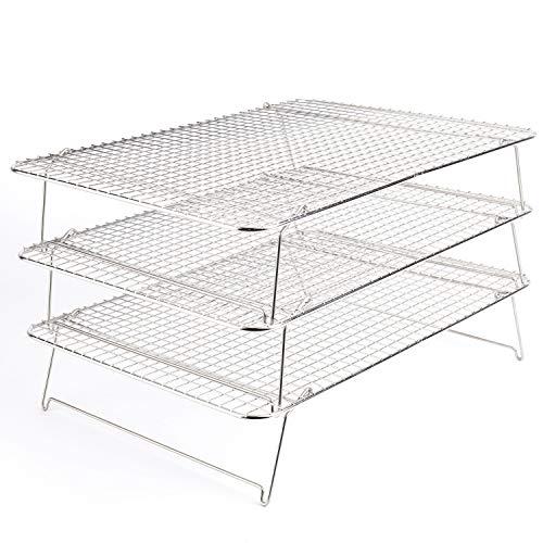 3-Tier Stackable Cooling Racks for Cooking and Baking Stainless Steel Oven  & Dis