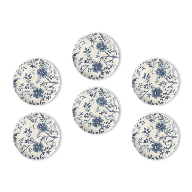 Fridge Magnets 6 Pcs Blue and White Porcelain-Style Floral Pattern Round Strong Magnetic Glass Small Refrigerator Magnet,Home Decoration for Office Whiteboards,Classrooms,Cabinet and Dishwasher