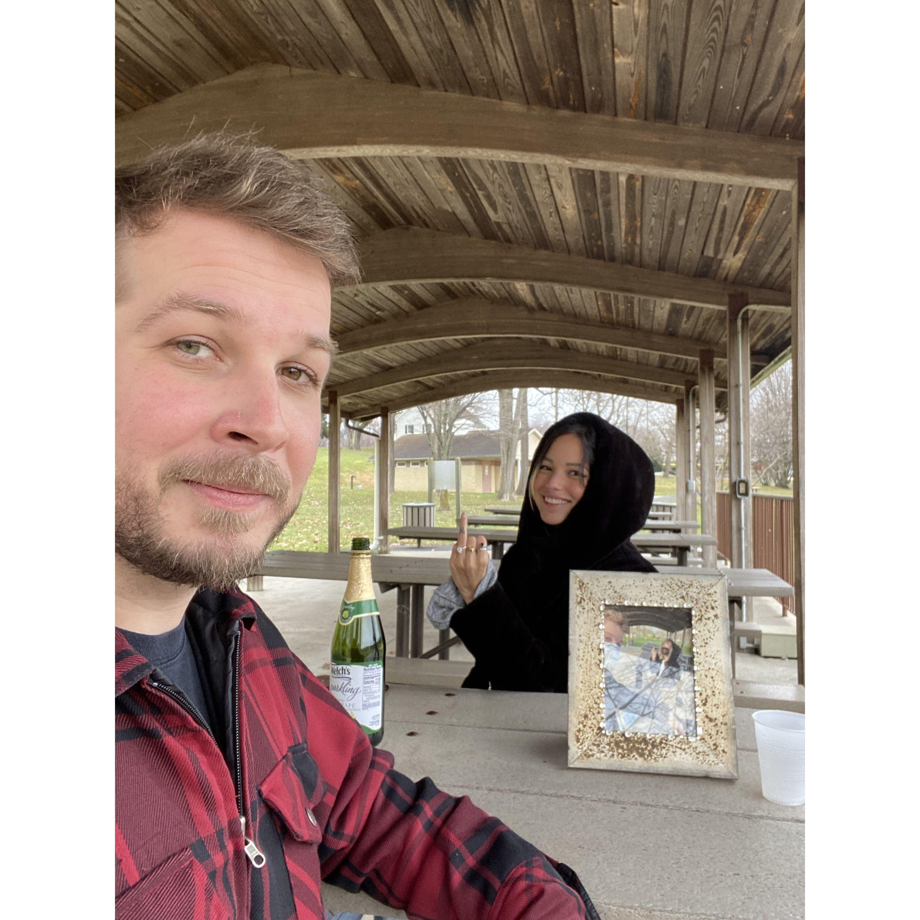 When Michael proposed at “our” bench. 12/18/21