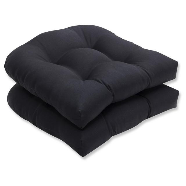 Outdoor 2-Piece Wicker Seat Cushion Set - Black Fresco Solid
