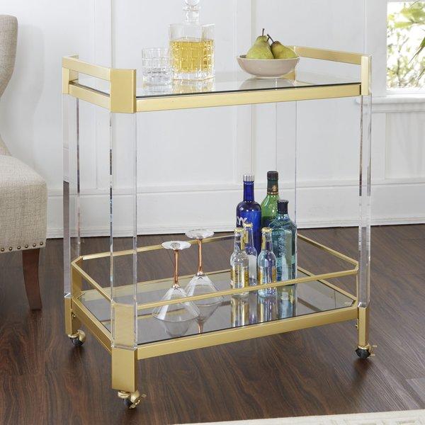 Luis Clear Glass Bar Cart