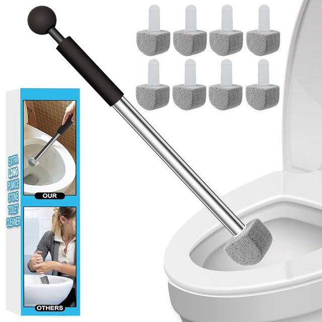 YINGMORE Pumice Stone Toilet Bowl Cleaner Toilet Deep Cleaning,Bathroom Cleaner Brush Toilet Wand Refills with Long Handle for Remove Hard Water Stains with 1 Wand+ 8 Pumice Stones