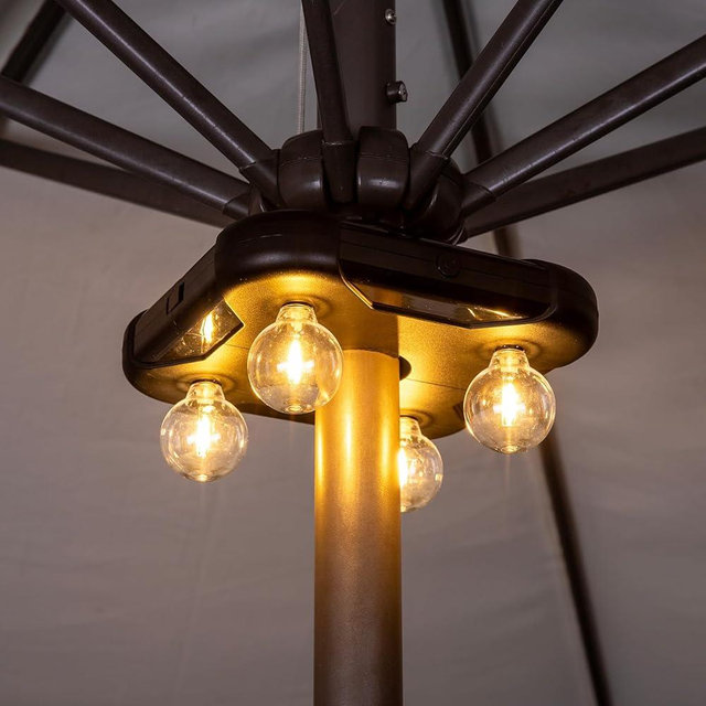 Umbrella Lights Outdoor Patio, Battery Operated Patio LED Umbrella Light with G40 Bulbs, 3 Brightness Cordless Umbrella Pole Lights for Backyard Umbrellas Camping Tents BBQ or Indoor Use