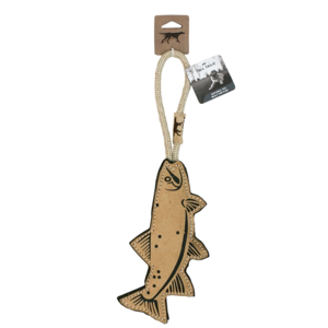 Tall Tails Natural Leather Trout Tug Toy for Dogs (16")